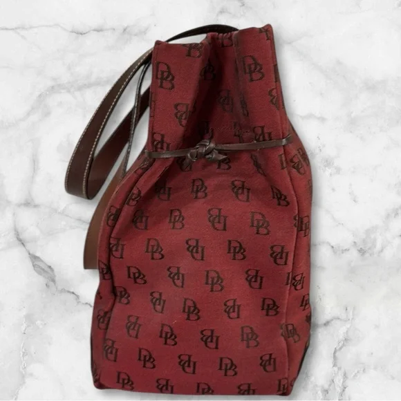 Dooney & Bourke Red Monogram Canvas Tote Bag - Picture 4 of 14